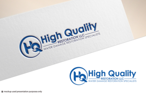 High Quality Restoration LLC (company name); water damage restoration specialists (2nd line /description) | Logo Design by Juli creation