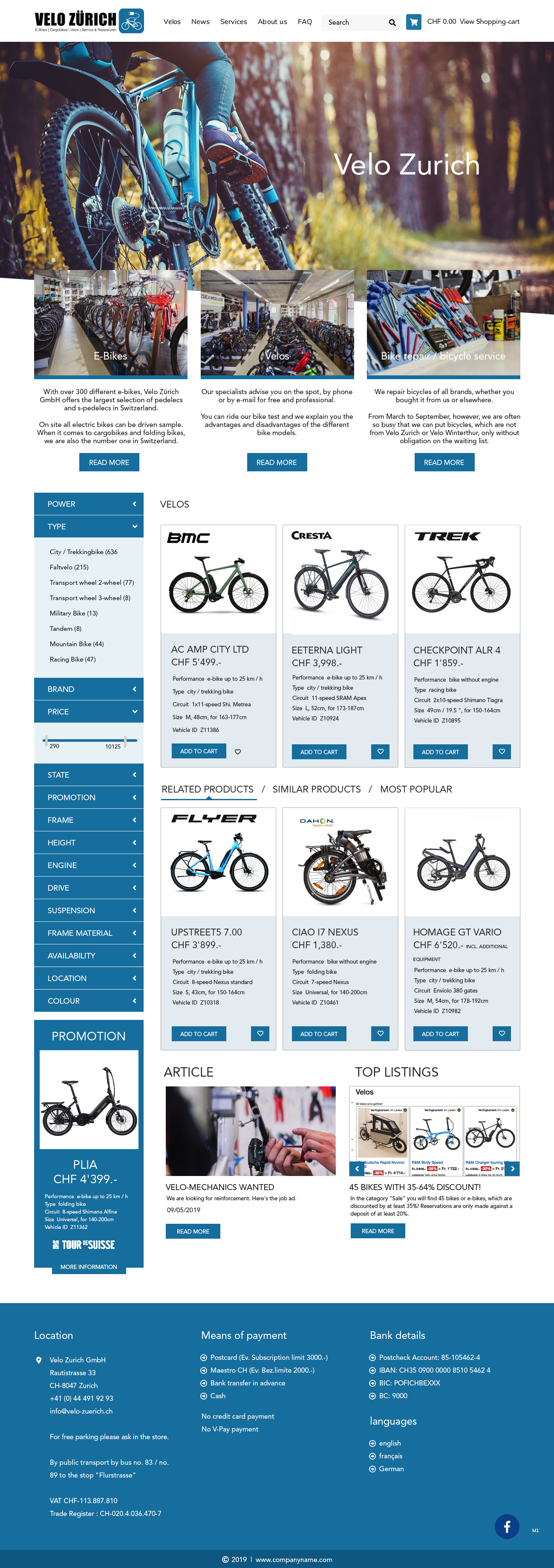 Web Design by pb for Velo Zürich GmbH | Design #21757023