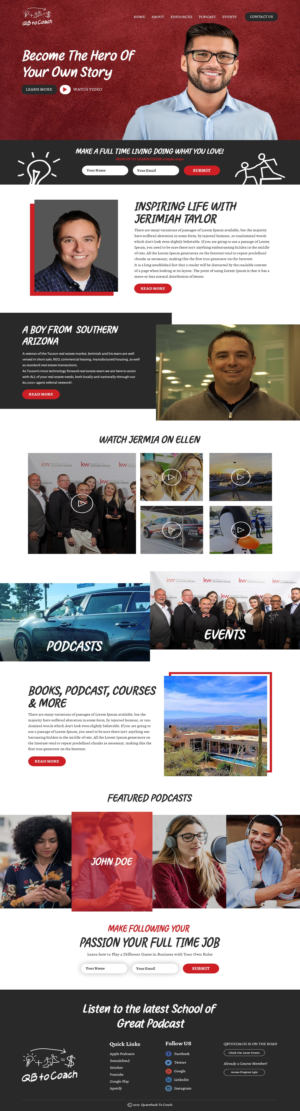 qb to coach - jerimiah taylor personal speaking/consulting website | Diseño Web por syrwebdevelopment