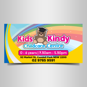 Kids Kindy Childcare centre needs a new LED outdoor banner | Graphic Design by Designers Hub