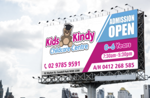Kids Kindy Childcare centre needs a new LED outdoor banner | Graphic Design by SAI DESIGNS