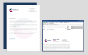 Letterhead, business card and email signature design | Diseño de Papelería por chandrayaan.creative