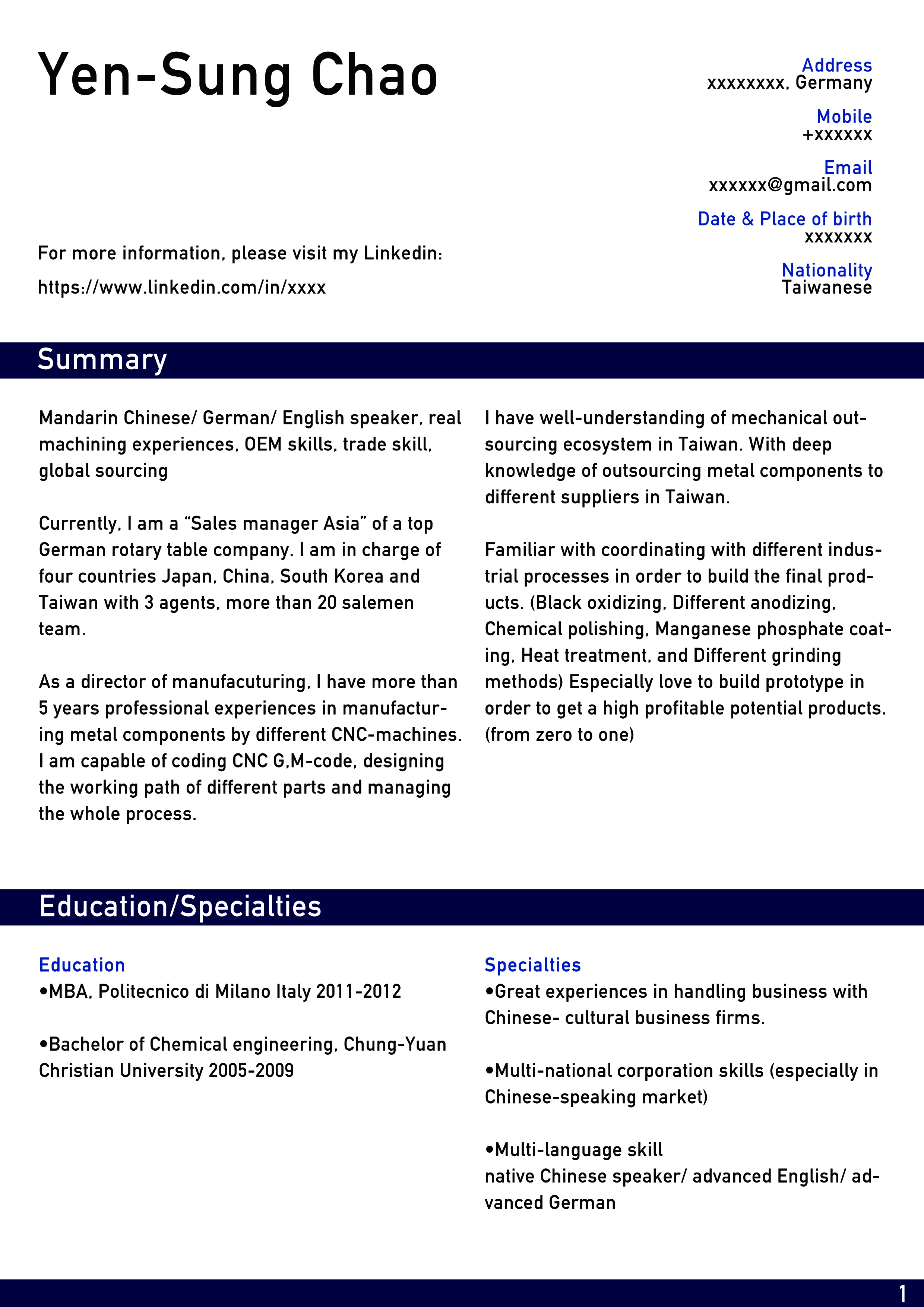 Resume Design by Chi Yuen Tommy Au for this project | Design #21825565