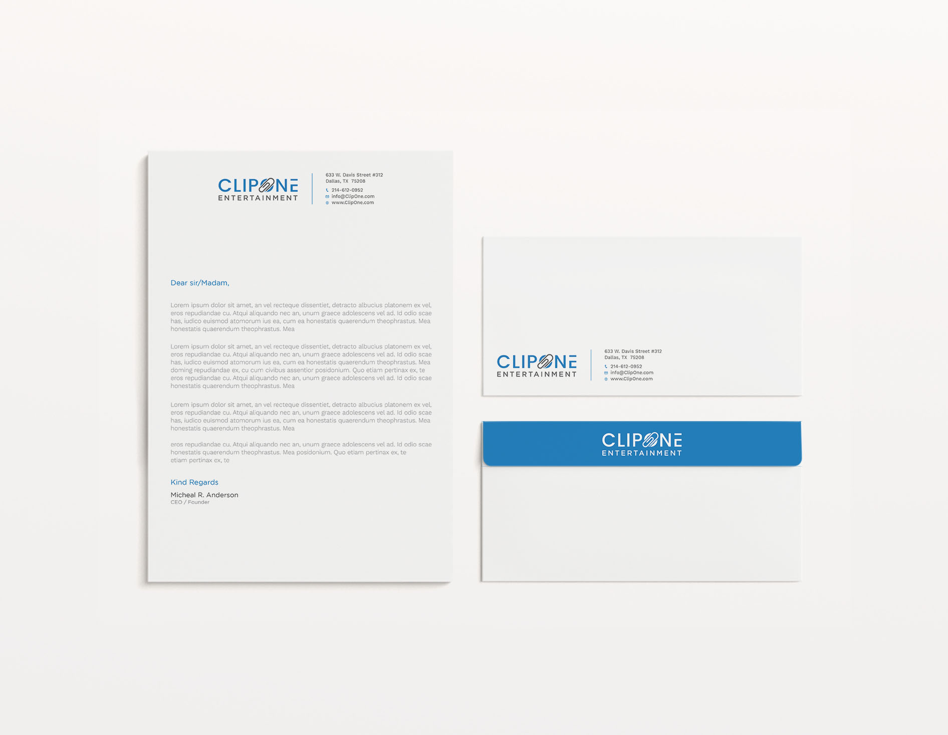 Stationery Design by Tripti Ranjan Gain for ClipOne Entertainment  | Design #21890239