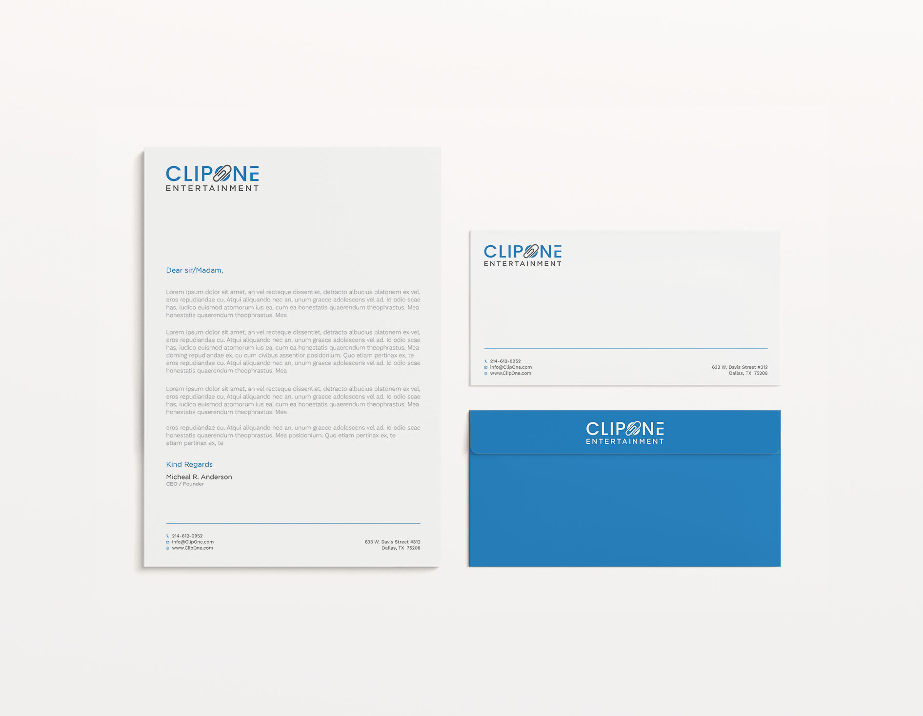 Stationery Design by Tripti Ranjan Gain for ClipOne Entertainment  | Design #21890241