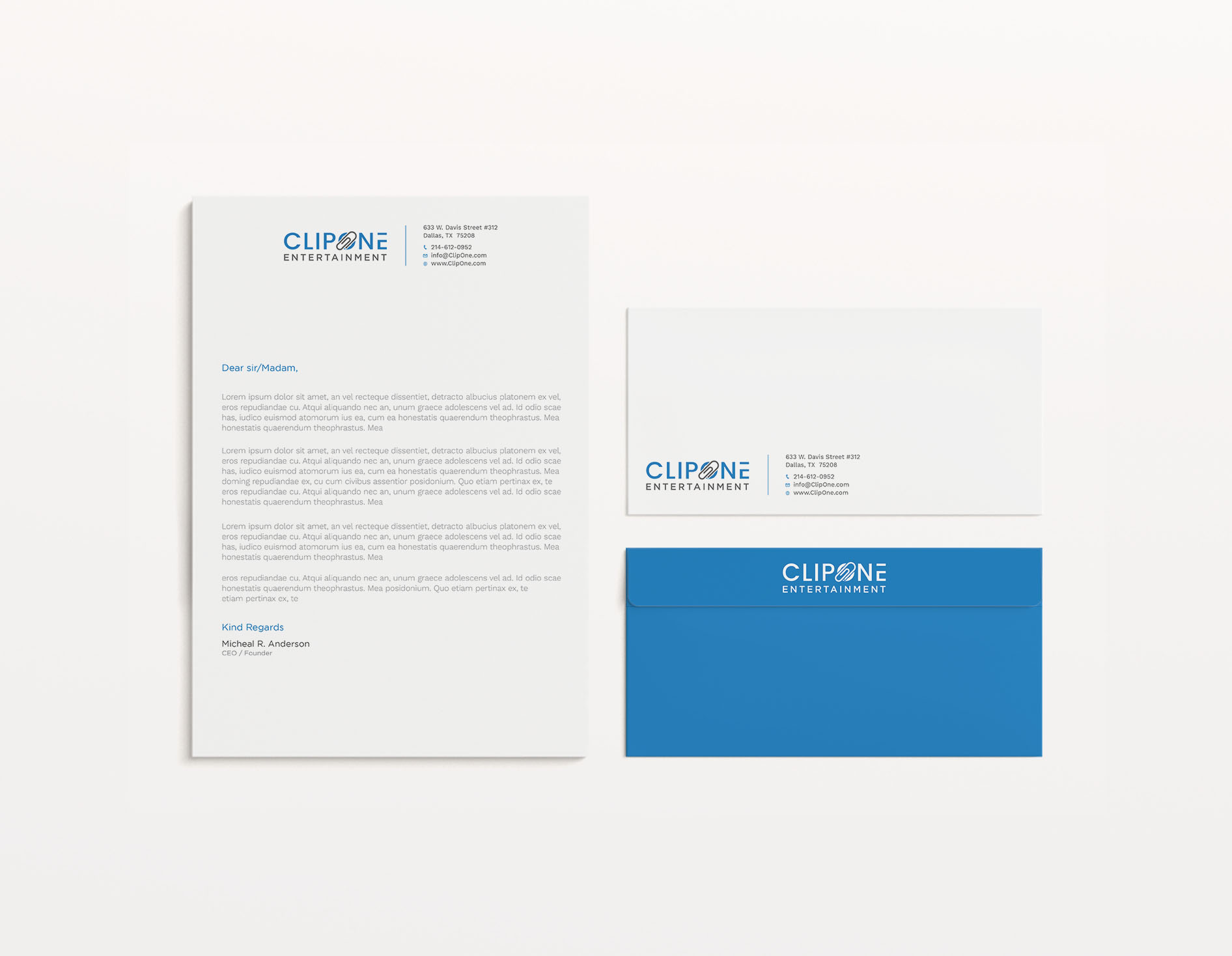 Stationery Design by Tripti Ranjan Gain for ClipOne Entertainment  | Design #21890242