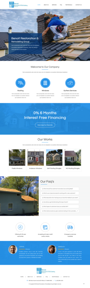 Web Design par pb pour Benoit Restoration & Remodeling Group LLC | Design : #21808573