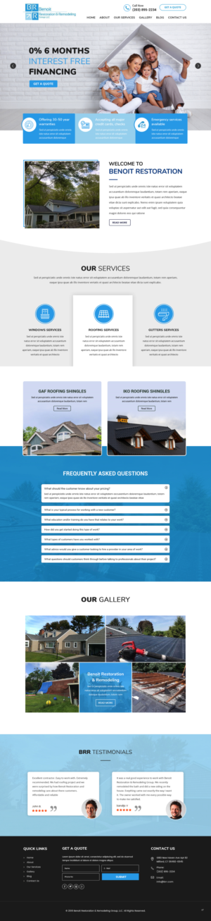 Web Design par pb pour Benoit Restoration & Remodeling Group LLC | Design : #21808574
