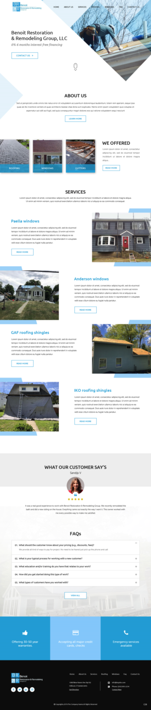Web Design par pb pour Benoit Restoration & Remodeling Group LLC | Design : #21808583