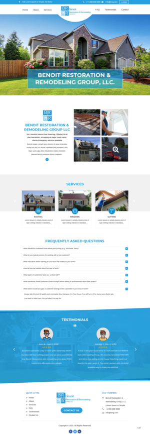 Web Design par pb pour Benoit Restoration & Remodeling Group LLC | Design : #21808585