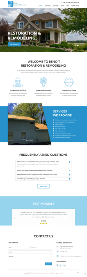 Web Design par pb pour Benoit Restoration & Remodeling Group LLC | Design : #21808588