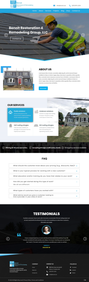 Web Design par pb pour Benoit Restoration & Remodeling Group LLC | Design : #21808594
