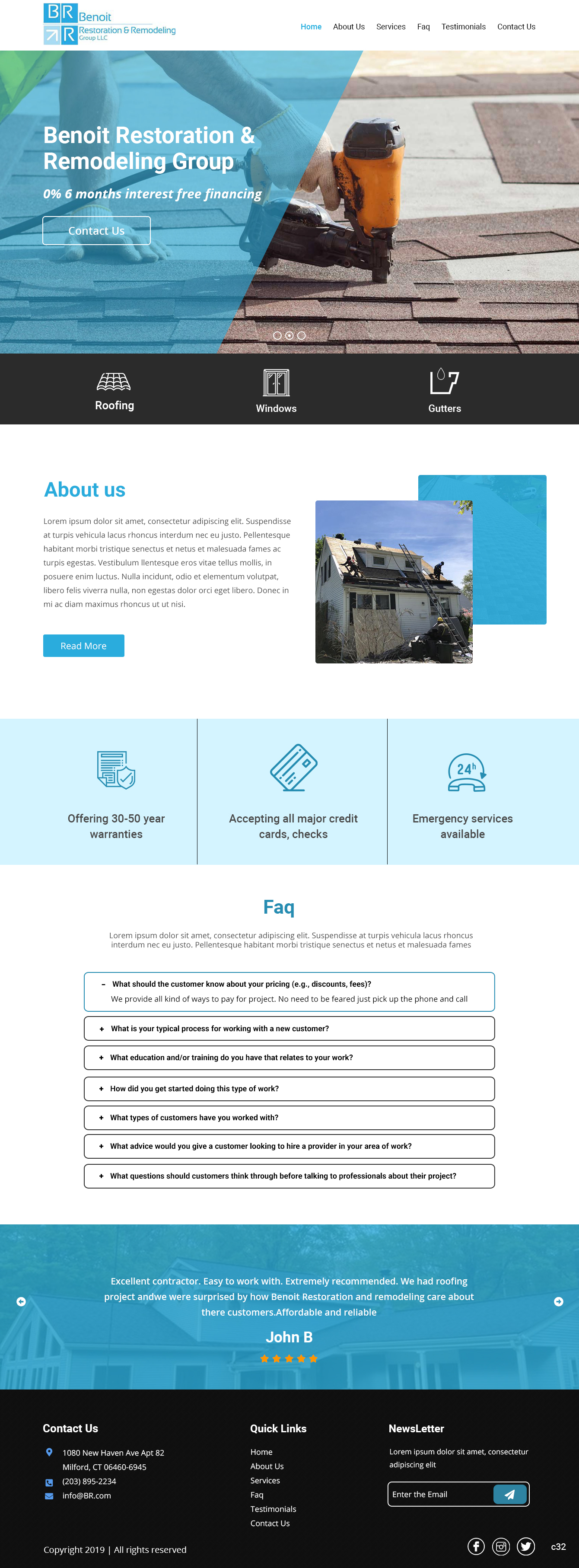 Web-Design von pb für Benoit Restoration & Remodeling Group LLC | Design #21808596