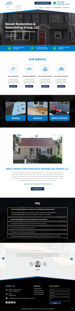 Web Design par pb pour Benoit Restoration & Remodeling Group LLC | Design : #21816481