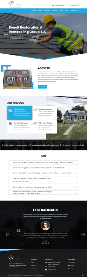 Web Design par pb pour Benoit Restoration & Remodeling Group LLC | Design : #21816482