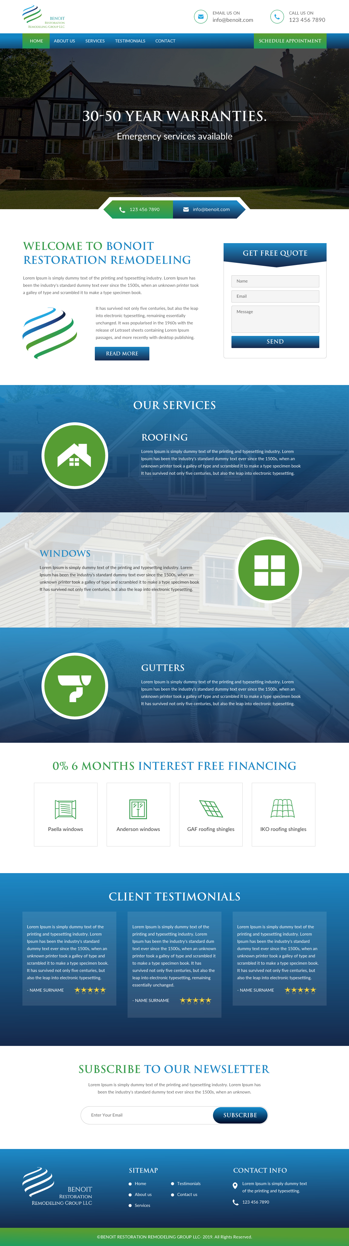 Web Design by rightway for Benoit Restoration & Remodeling Group LLC | Design #21816892