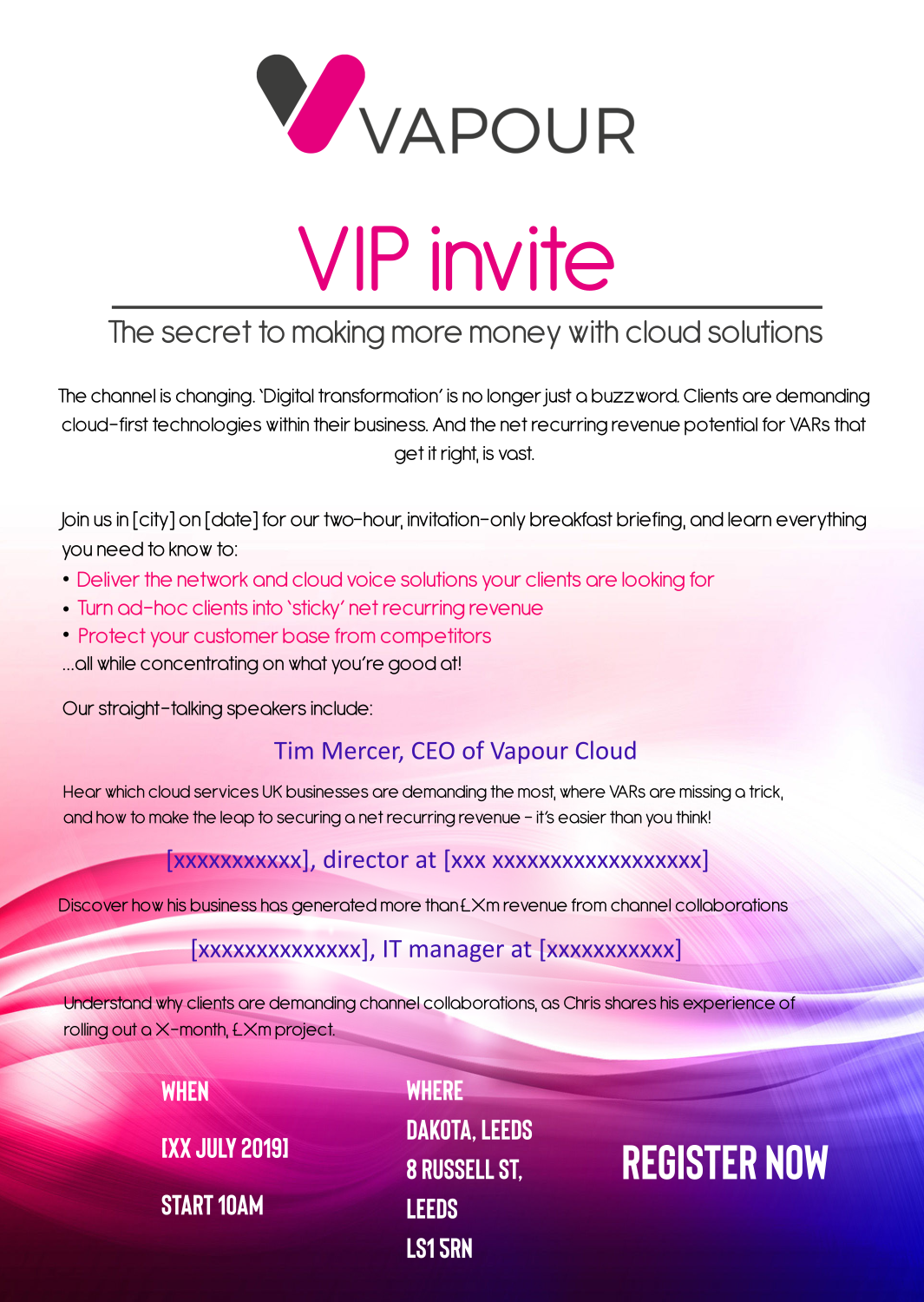Invitation Design by Giovanni for Vapour Cloud | Design #21849369