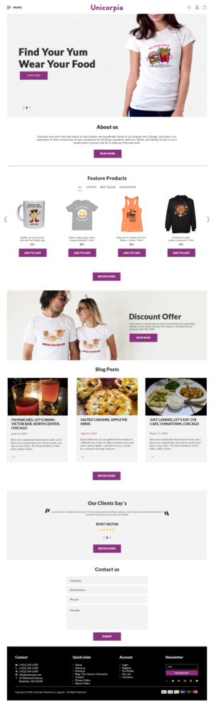 Shopify Design by bdesigner9 for Unicorpia, LLC | Design: #21842961