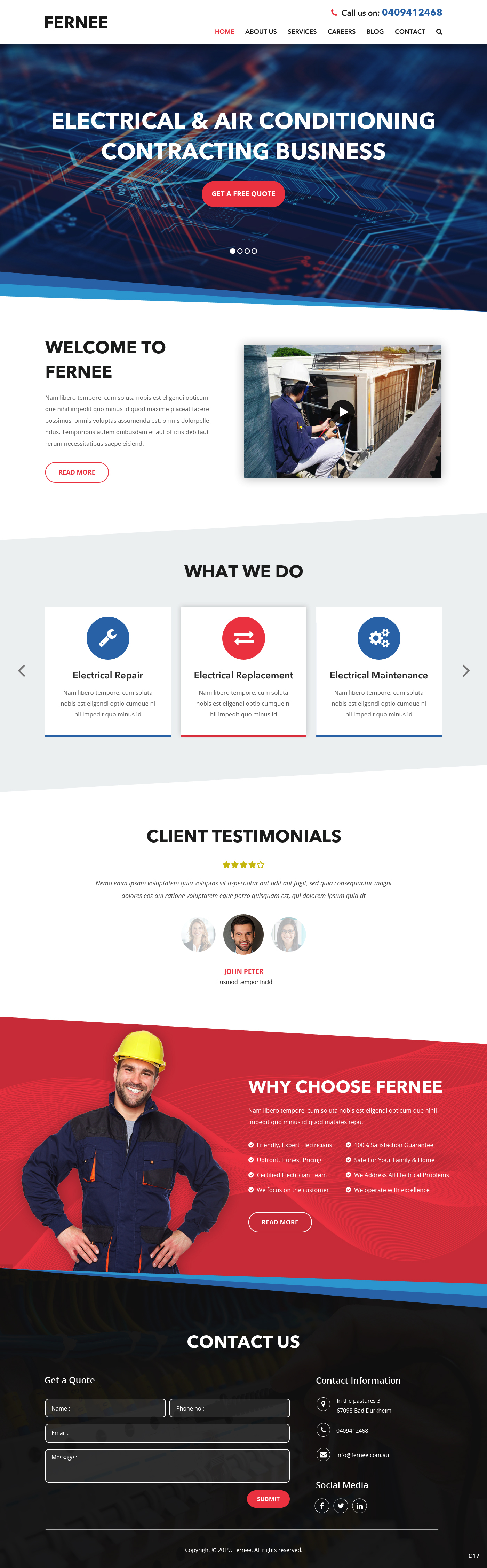 Web Design by pb for Fernee Air and Electrical | Design #21854348