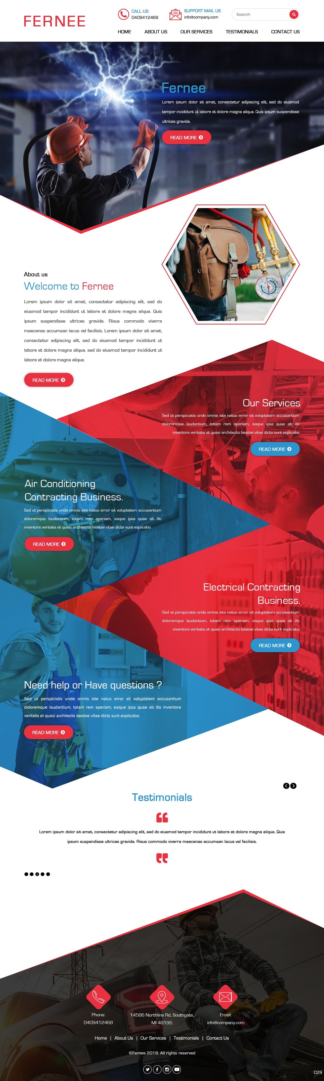 Web Design by pb for Fernee Air and Electrical | Design #21854350