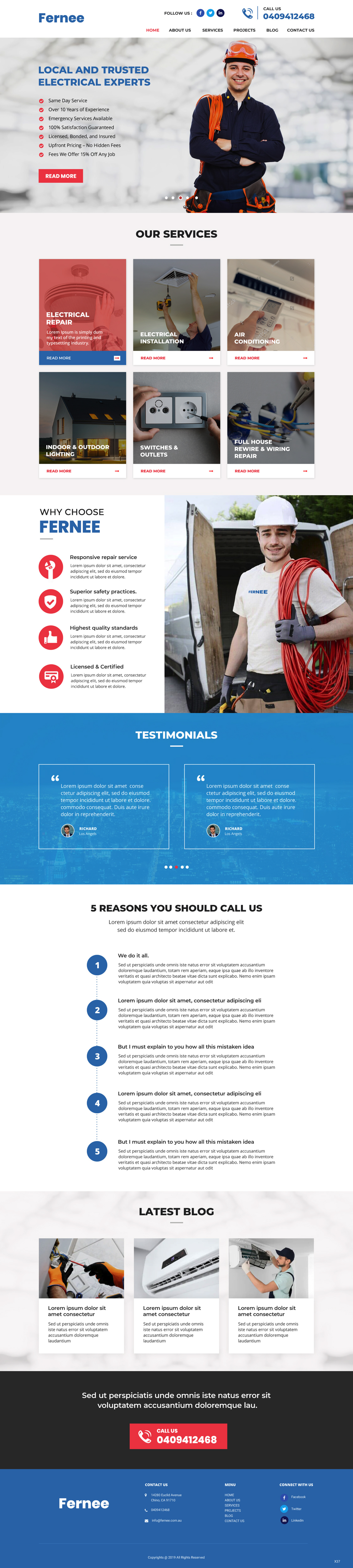 Web Design by pb for Fernee Air and Electrical | Design #21854352