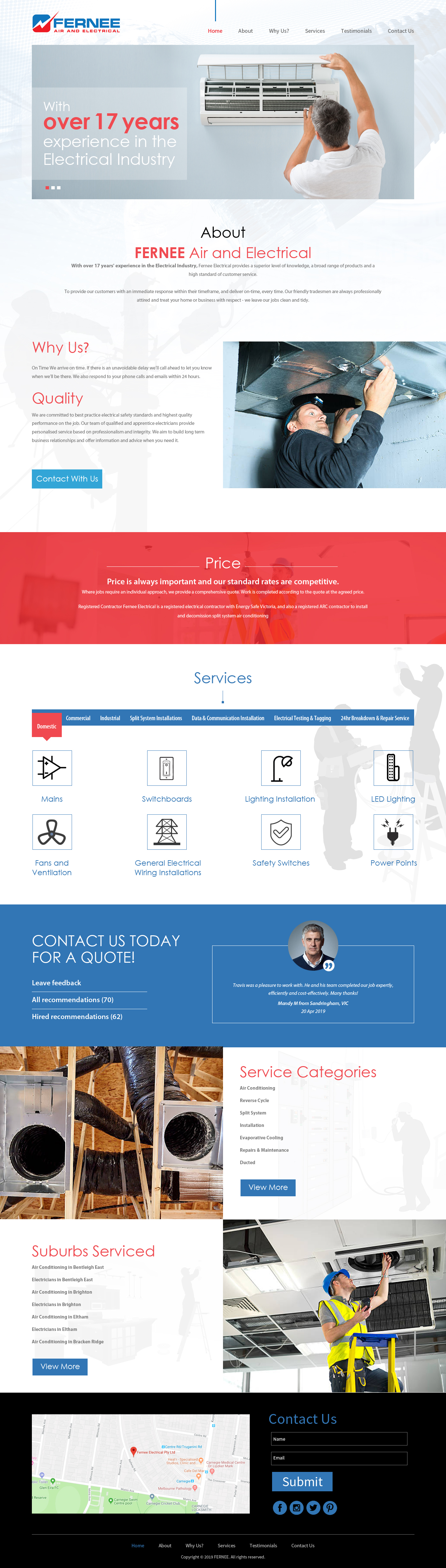 Web Design by Jay Design for Fernee Air and Electrical | Design #21853317