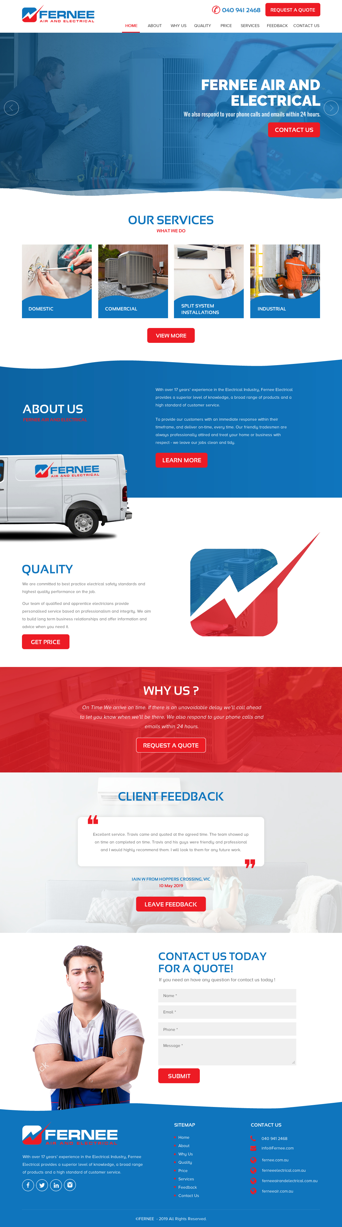 Web Design by rightway for Fernee Air and Electrical | Design #21865744