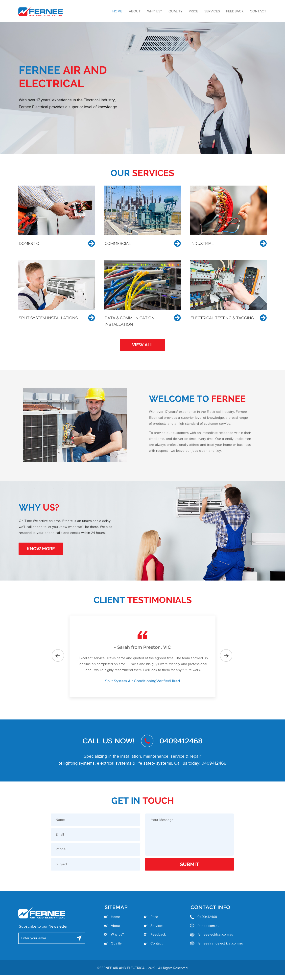 Web Design by rightway for Fernee Air and Electrical | Design #21865749