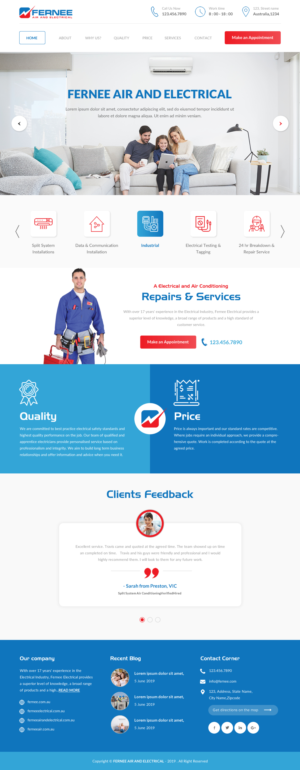 Web Design by rightway for Fernee Air and Electrical | Design: #21865756