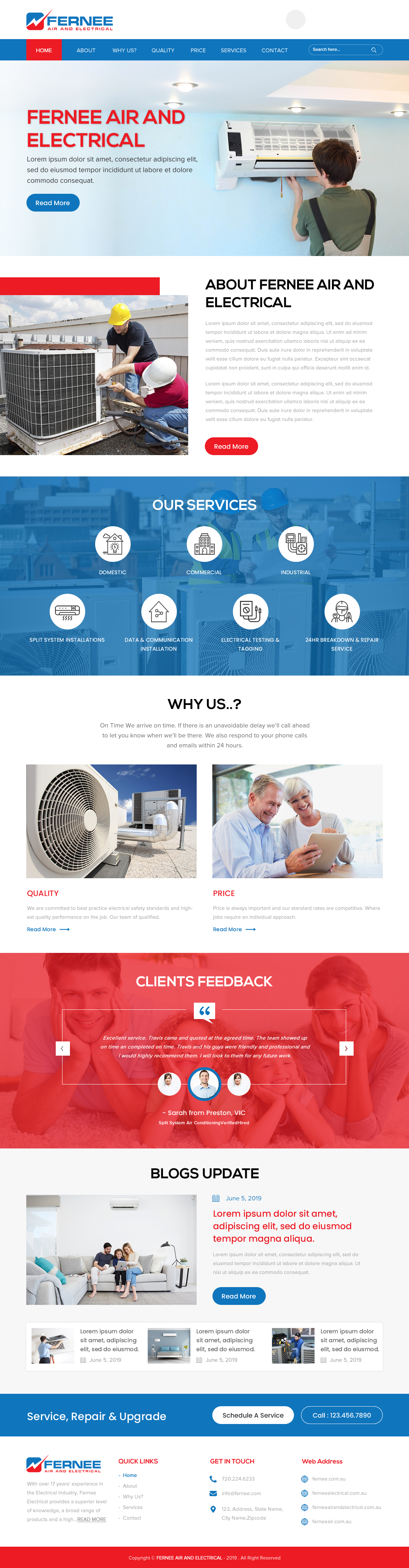 Web Design by rightway for Fernee Air and Electrical | Design #21865758