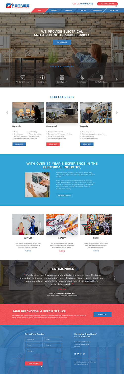 Web Design by Ved Web Services for Fernee Air and Electrical | Design #21853811