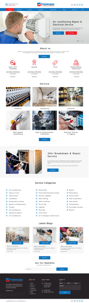 Web Design by bdesigner9 for Fernee Air and Electrical | Design: #21853219