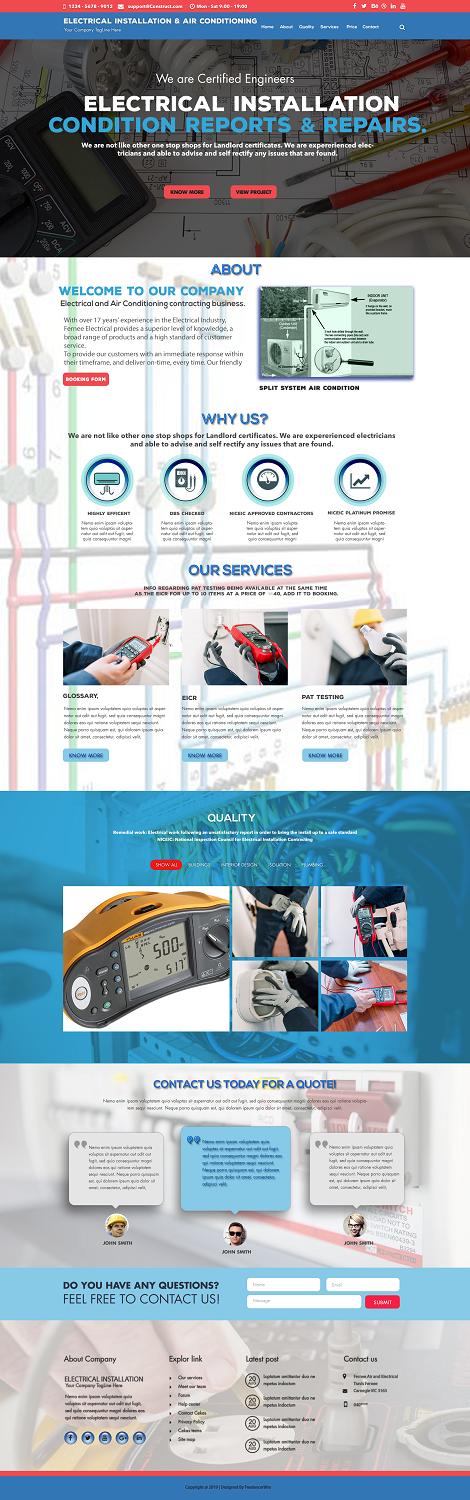 Diseño Web por Grebowiec Peter para Fernee Air and Electrical | Diseño #21854363