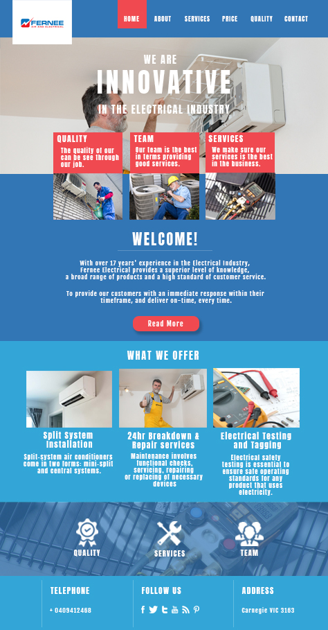 Web Design by Joeven1122 for Fernee Air and Electrical | Design #21857749