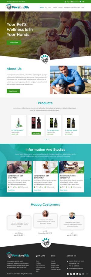 Web Design by pb for Pawzitive Vibe - ellro dist | Design: #21882687