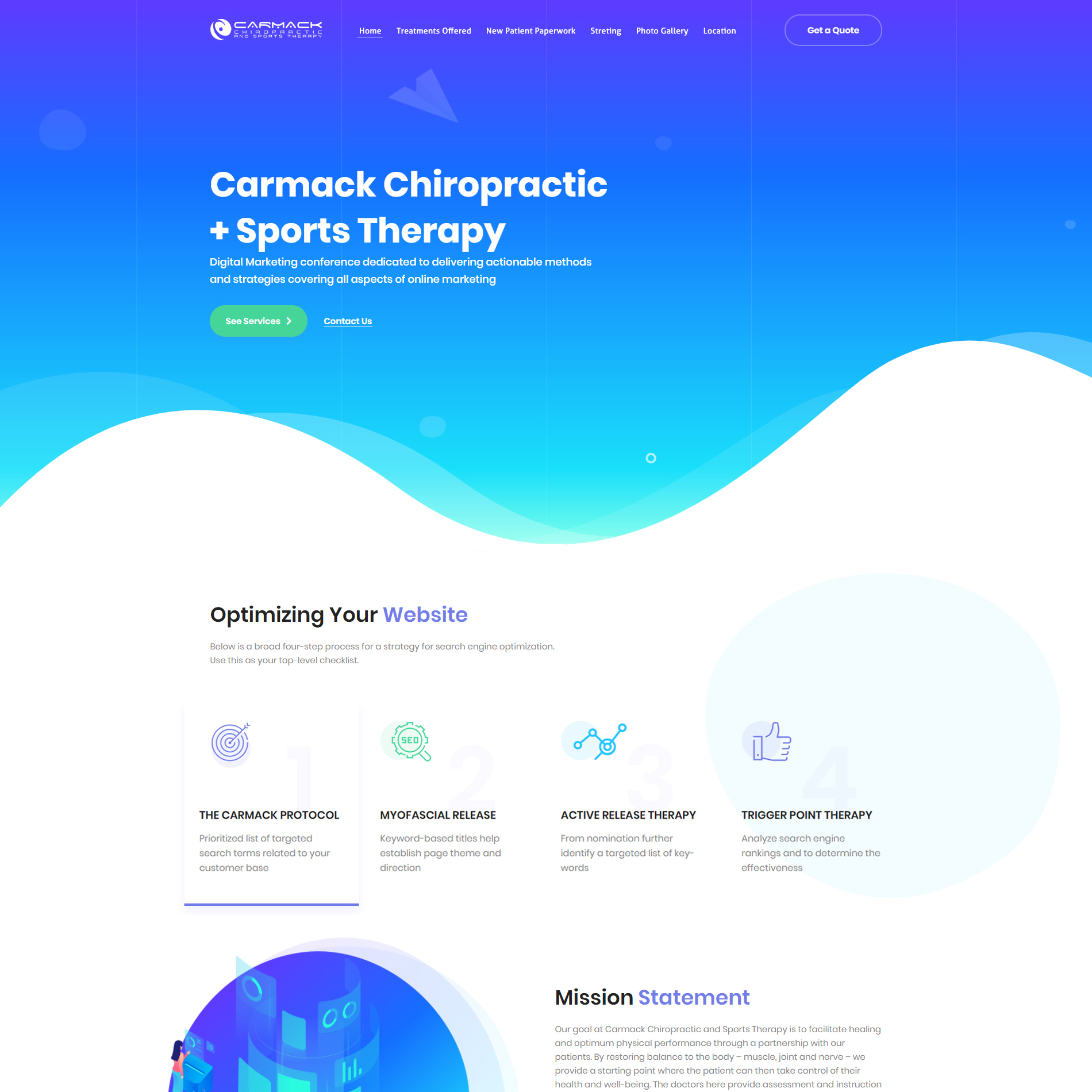 Diseño Web por ArunKoshti para Carmack Chiropractic and Sports Therapy | Diseño #21896536