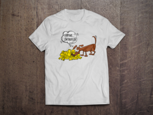 Dog and toy outline  | T-shirt Design by Pinky 