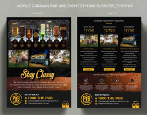 A5 & A4 Advertising Flyer Design for Mobile Caravan Bar and Event Styling Business | Diseño de Flyer por ARTOGRAPHY