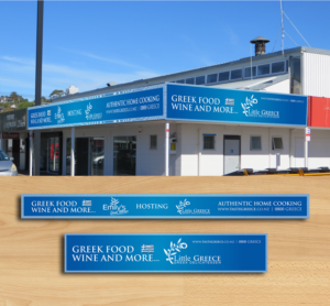 GREEK DELICATESSEN FRONT AND SIDE SIGNAGE | Diseño de Señalética por ecorokerz