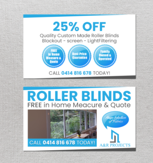 Professional looking Roller Blind Discount Card that portrays quality at a value for money price! | Visitenkarten-Design von chandrayaan.creative