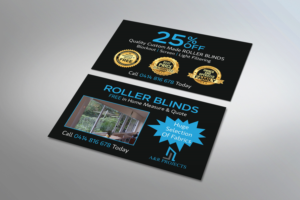Professional looking Roller Blind Discount Card that portrays quality at a value for money price! | Visitenkarten-Design von MDesign