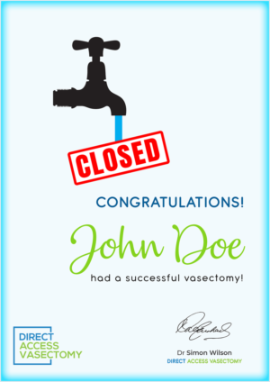 certificate to present to patients after successful vasectomy | Stationery Design by Expert Designer