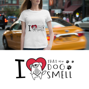 New dog smell | T-shirt Design by Amethystica