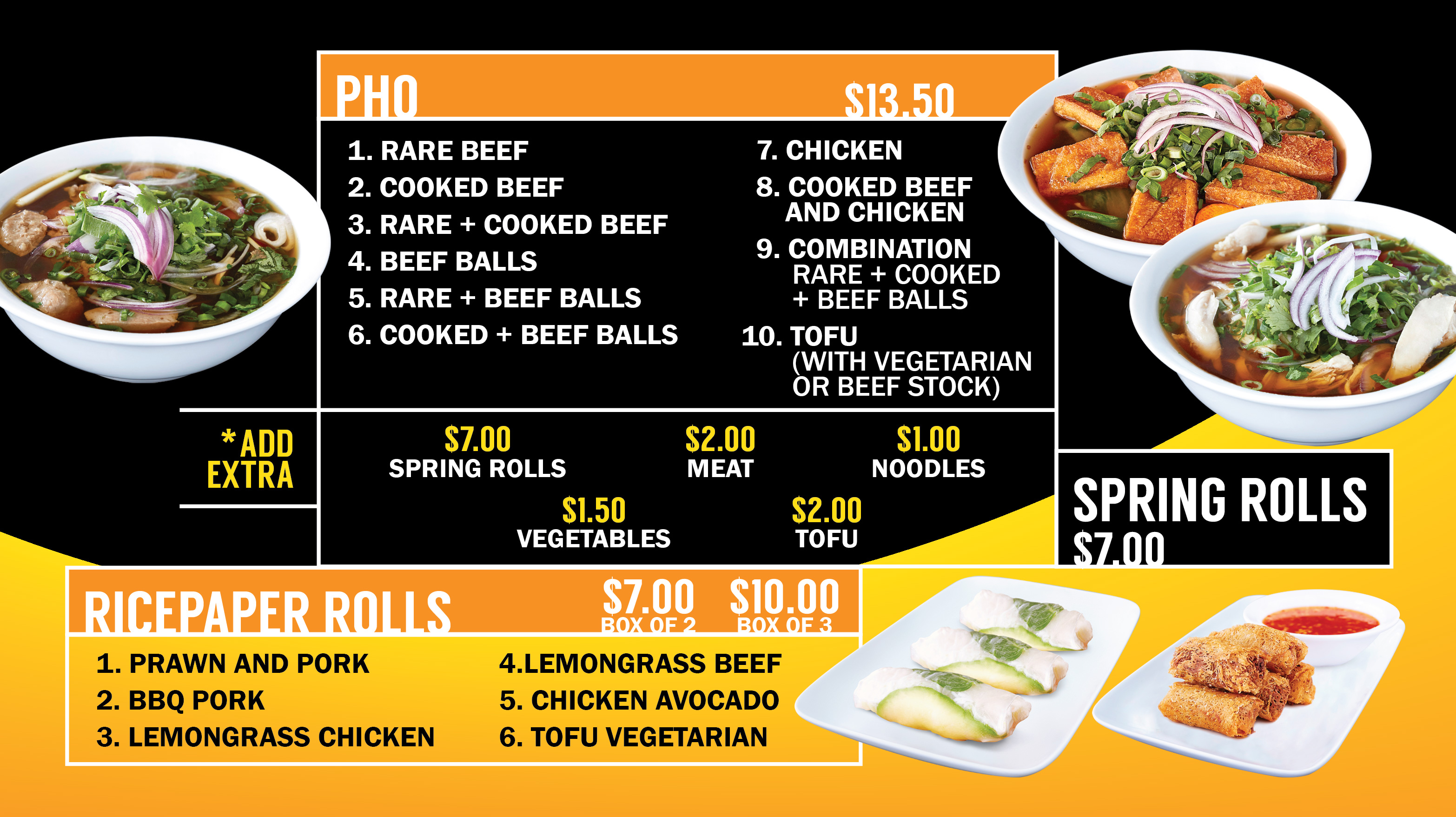 Menu Design by janiceg for Pho and Go Pty Ltd | Design #21964032