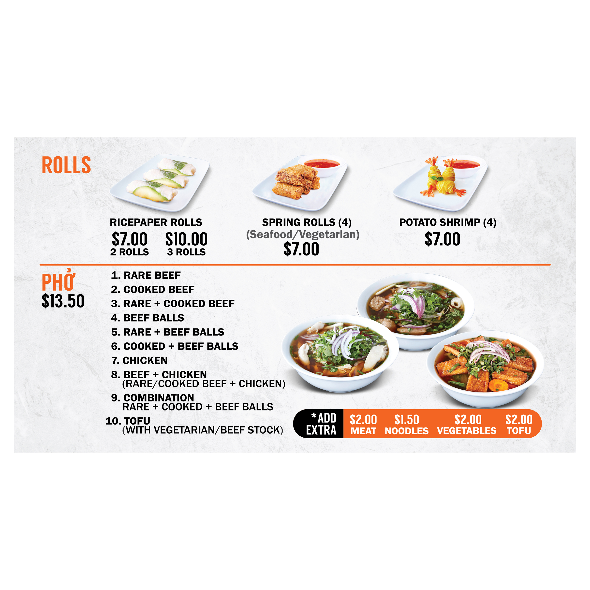 Menu Design by janiceg for Pho and Go Pty Ltd | Design #21972739
