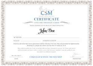 Certificate of Completion for a Trustee of a Christian School after having taken an online traini... | Graphic Design by Expert Designer