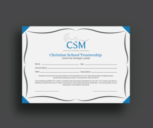 Certificate of Completion for a Trustee of a Christian School after having taken an online traini... | Graphic Design by JK18