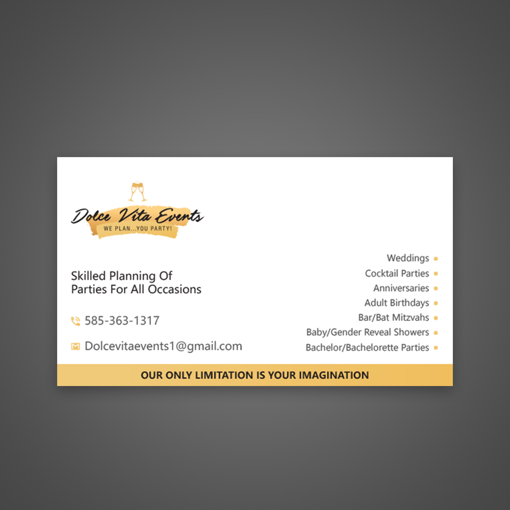 Diseño de Tarjeta de Presentación por Uttom 2 para DOLCE’VITA EVENTS | Diseño #21967542