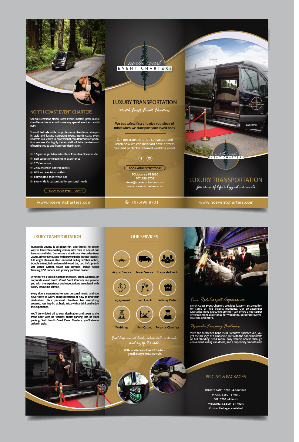 Brochure Design by alex989 for North Coast Event Charters  | Design #21978799