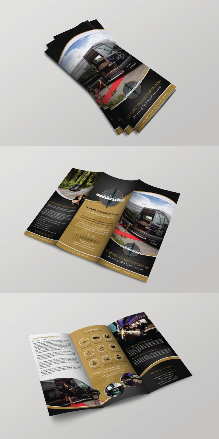 Brochure Design by alex989 for North Coast Event Charters  | Design #21978836